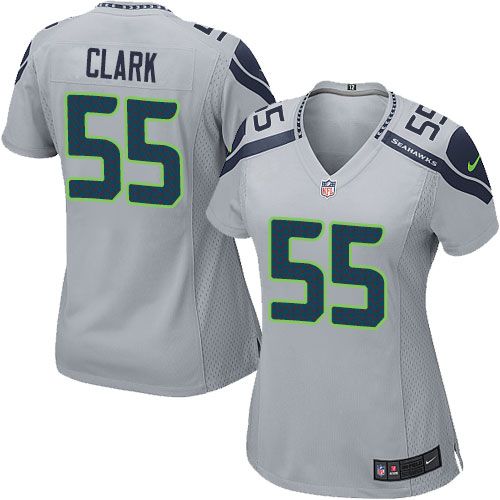 Women's Nike Seahawks #55 Frank Clark Grey Alternate Stitched NFL Elite Jersey