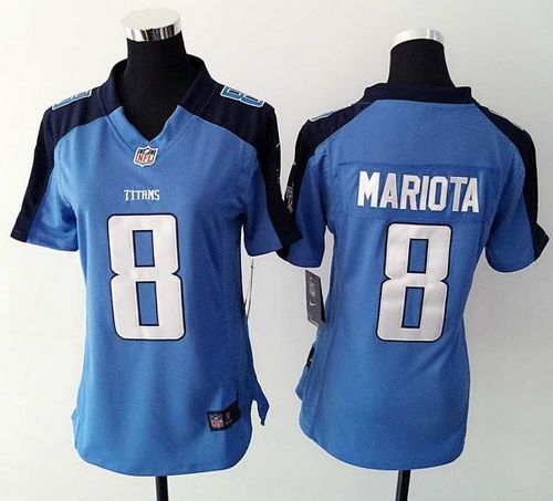 Women's Nike Titans #8 Marcus Mariota Light Blue Team Color Stitched NFL Elite Jersey