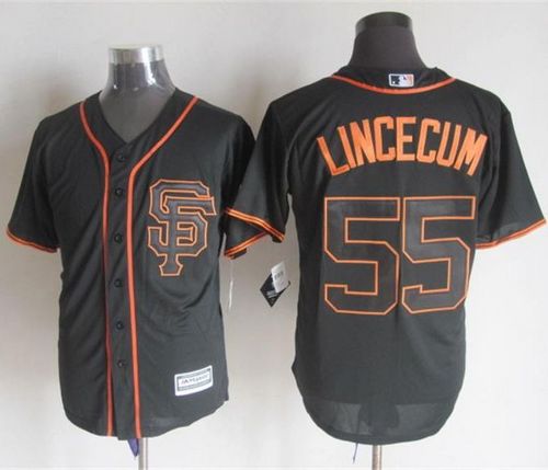 Giants #55 Tim Lincecum Black Alternate New Cool Base Stitched Baseball Jersey