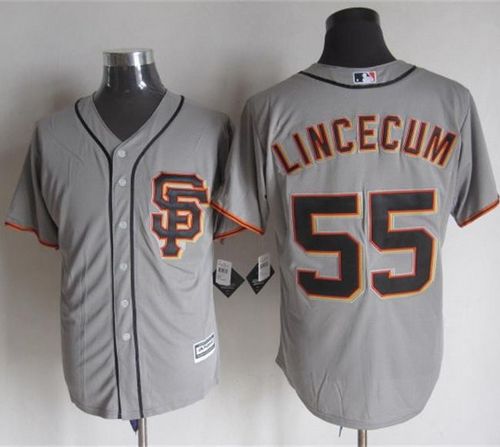 Giants #55 Tim Lincecum Grey Road 2 New Cool Base Stitched Baseball Jersey