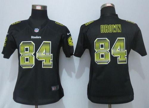 Women's Nike Steelers #84 Antonio Brown Black Team Color Stitched NFL Strobe Jersey