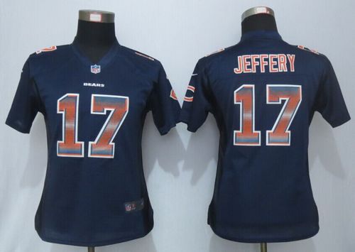 Women's Nike Bears #17 Alshon Jeffery Navy Blue Team Color Stitched NFL Strobe Jersey