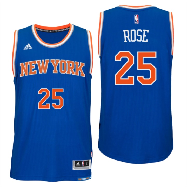 New York Knicks #25 Derrick Rose New Swingman Road Blue Jersey