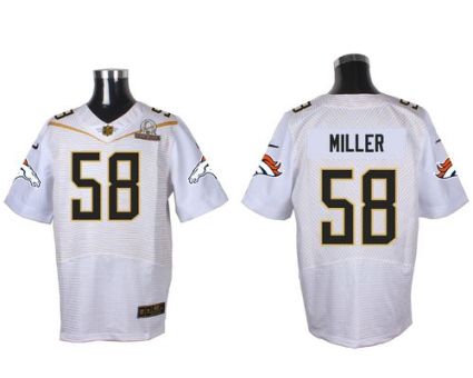 Nike Denver Broncos #58 Von Miller White 2016 Pro Bowl Men's Stitched NFL Elite Jersey