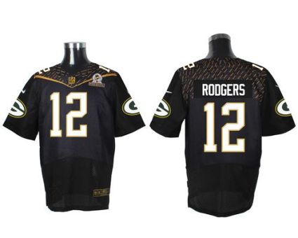 Nike Green Bay Packers #12 Aaron Rodgers Black 2016 Pro Bowl Men's Stitched NFL Elite Jersey