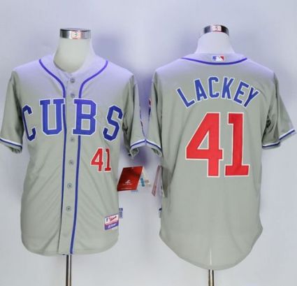 Chicago Cubs #41 John Lackey Grey Alternate Road Cool Base Stitched MLB Jersey