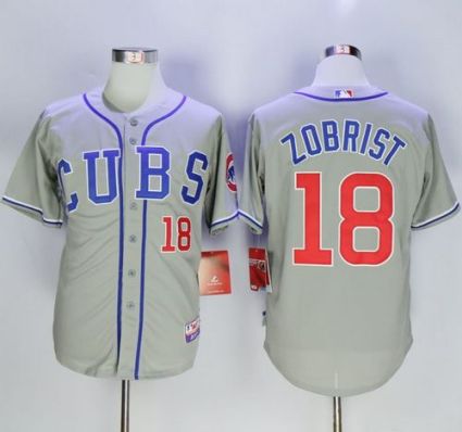 Chicago Cubs #18 Ben Zobrist Grey Alternate Road Cool Base Stitched MLB Jersey