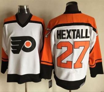 Philadelphia Flyers #27 Ron Hextall White Black CCM Throwback Stitched NHL Jersey