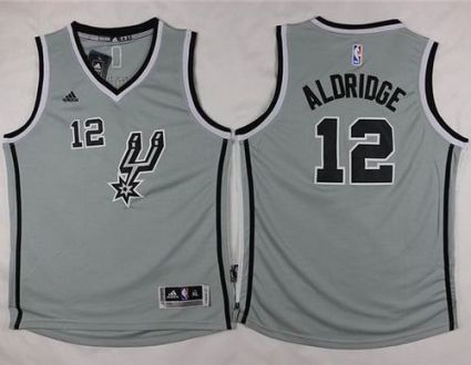 Youth San Antonio Spurs #12 LaMarcus Aldridge Grey Stitched NBA Jersey