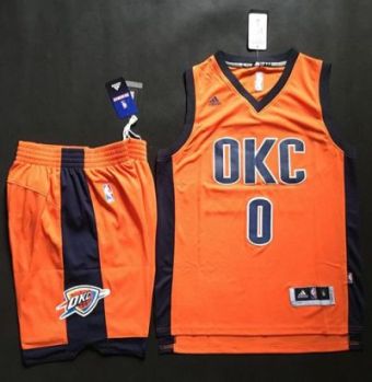 Oklahoma City Thunder #0 Russell Westbrook Orange Alternate A Set Stitched NBA Jersey