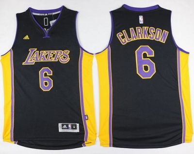 Los Angeles Lakers #6 Jordan Clarkson Black(Purple NO.) Stitched NBA Jersey