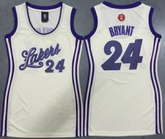 Women Los Angeles Lakers #24 Kobe Bryant Cream 2015-2016 Christmas Day Dress Stitched NBA Jersey