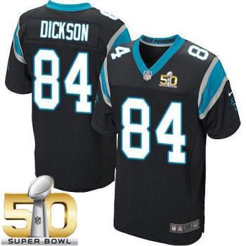 Nike Carolina Panthers #84 Ed Dickson Black Team Color Super Bowl 50 Men's Stitched NFL Elite Jersey