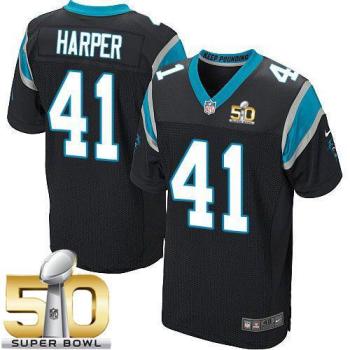 Nike Carolina Panthers #41 Roman Harper Black Team Color Super Bowl 50 Men's Stitched NFL Elite Jersey