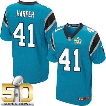 Nike Carolina Panthers #41 Roman Harper Blue Alternate Super Bowl 50 Men's Stitched NFL Elite Jersey