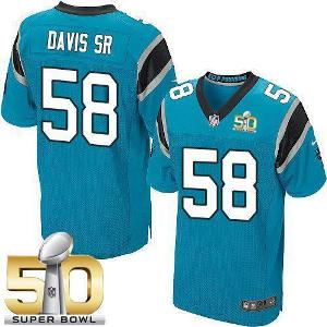 Nike Carolina Panthers #58 Thomas Davis Sr Blue Alternate Super Bowl 50 Men's Stitched NFL Elite Jersey