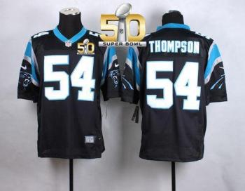 Nike Carolina Panthers #54 Shaq Thompson Black Team Color Super Bowl 50 Men's Stitched NFL Elite Jersey