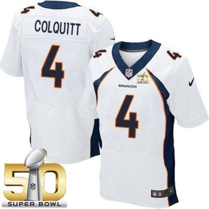 Nike Denver Broncos #4 Britton Colquitt White Super Bowl 50 Men's Stitched NFL New Elite Jersey