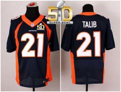 Nike Denver Broncos #21 Aqib Talib Navy Blue Alternate Super Bowl 50 Men's Stitched NFL New Elite Jersey