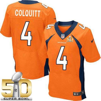 Nike Denver Broncos #4 Britton Colquitt Orange Team Color Super Bowl 50 Men's Stitched NFL New Elite Jersey