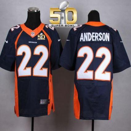 Nike Denver Broncos #22 C.J. Anderson Navy Blue Alternate Super Bowl 50 Men's Stitched NFL New Elite Jersey