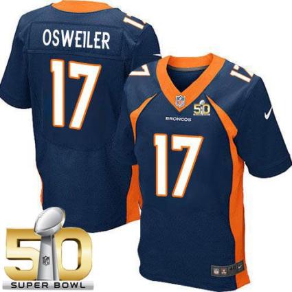 Nike Denver Broncos #17 Brock Osweiler Navy Blue Alternate Super Bowl 50 Men's Stitched NFL New Elite Jersey