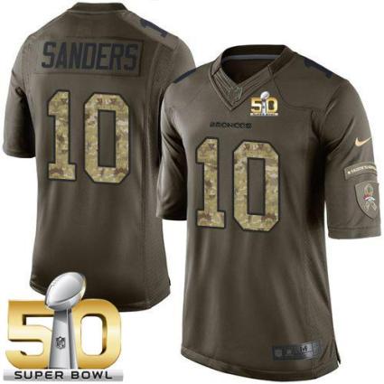 Nike Denver Broncos #10 Emmanuel Sanders Green Super Bowl 50 Men's Stitched NFL Limited Salute To Service Jersey