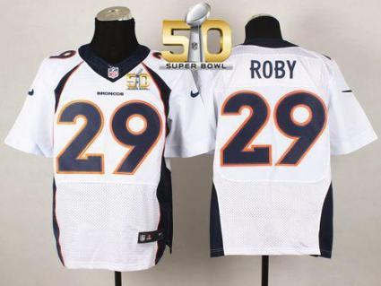 Nike Denver Broncos #29 Bradley Roby White Super Bowl 50 Men's Stitched NFL New Elite Jersey