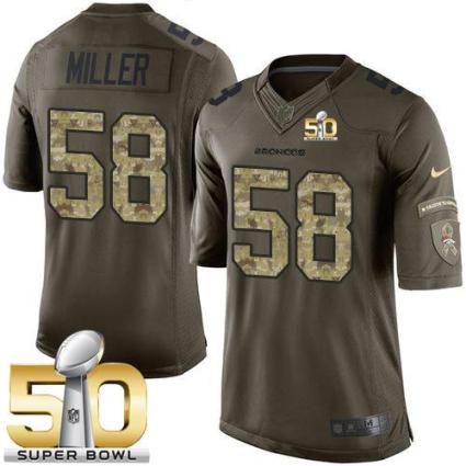 Nike Denver Broncos #58 Von Miller Green Super Bowl 50 Men's Stitched NFL Limited Salute To Service Jersey