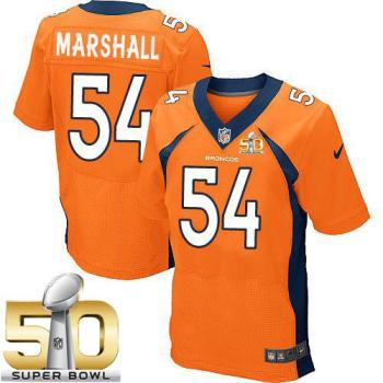 Nike Denver Broncos #54 Brandon Marshall Orange Team Color Super Bowl 50 Men's Stitched NFL New Elite Jersey