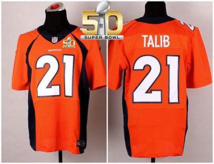 Nike Denver Broncos #21 Aqib Talib Orange Team Color Super Bowl 50 Men's Stitched NFL New Elite Jersey
