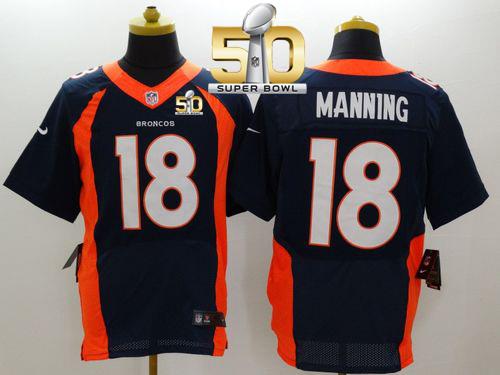 Nike Denver Broncos #18 Peyton Manning Navy Blue Alternate Super Bowl 50 Men's Stitched NFL New Elite Jersey