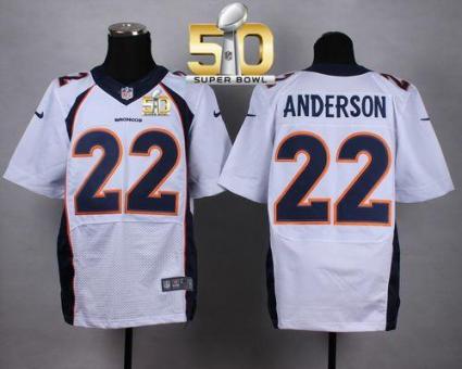 Nike Denver Broncos #22 C.J. Anderson White Super Bowl 50 Men's Stitched NFL New Elite Jersey