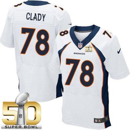 Nike Denver Broncos #78 Ryan Clady White Super Bowl 50 Men's Stitched NFL New Elite Jersey