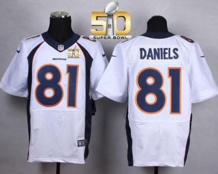 Nike Denver Broncos #81 Owen Daniels White Super Bowl 50 Men's Stitched NFL New Elite Jersey