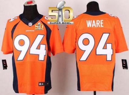 Nike Denver Broncos #94 DeMarcus Ware Orange Team Color Super Bowl 50 Men's Stitched NFL New Elite Jersey