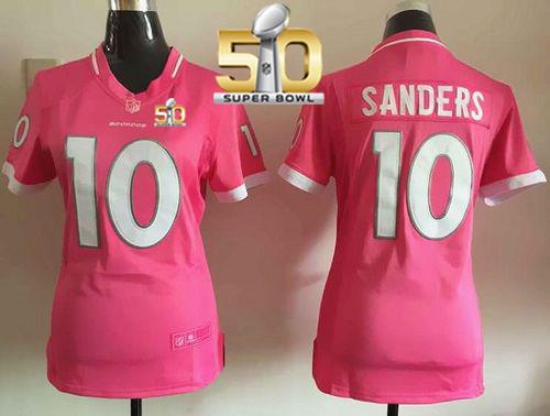 Women Nike Broncos #10 Emmanuel Sanders Pink Super Bowl 50 Stitched NFL Elite Bubble Gum Jersey