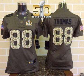 Women Nike Broncos #88 Demaryius Thomas Green Super Bowl 50 Stitched NFL Limited Salute To Service Jerseys