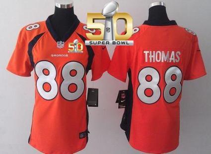 Women Nike Broncos #88 Demaryius Thomas Orange Team Color Super Bowl 50 Stitched NFL New Elite Jersey