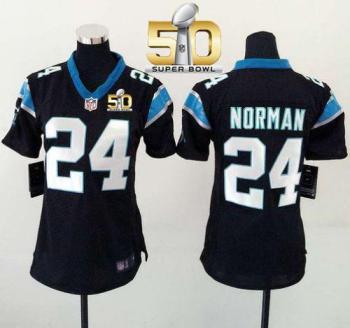Women Nike Panthers #24 Josh Norman Black Team Color Super Bowl 50 Stitched NFL Elite Jersey