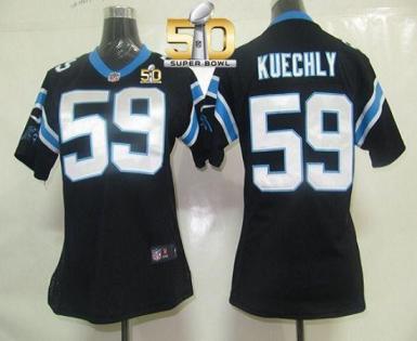 Women Nike Panthers #59 Luke Kuechly Black Team Color Super Bowl 50 Stitched NFL Elite Jersey