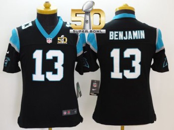 Youth Nike Panthers #13 Kelvin Benjamin Black Team Color Super Bowl 50 Stitched NFL Limited Jersey