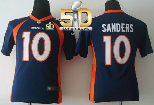 Youth Nike Broncos #10 Emmanuel Sanders Blue Alternate Super Bowl 50 Stitched NFL New Elite Jersey