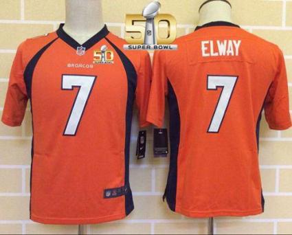 Youth Nike Broncos #7 John Elway Orange Team Color Super Bowl 50 Stitched NFL New Elite Jersey