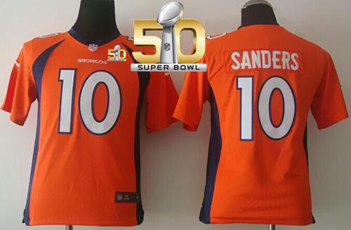 Youth Nike Broncos #10 Emmanuel Sanders Orange Team Color Super Bowl 50 Stitched NFL New Elite Jersey
