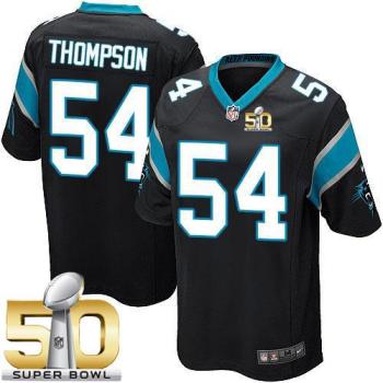 Youth Nike Panthers #54 Shaq Thompson Black Team Color Super Bowl 50 Stitched NFL Elite Jersey