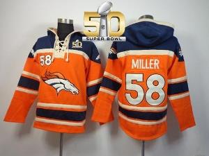 Denver Broncos #58 Von Miller Orange Super Bowl 50 Sawyer Hooded Sweatshirt