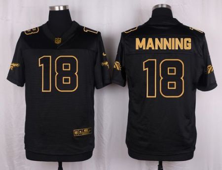 Nike Denver Broncos #18 Peyton Manning Pro Line Black Gold Collection Men's Stitched NFL Elite Jersey