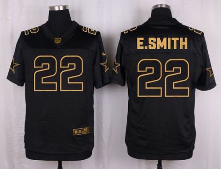 Nike Dallas Cowboys #22 Emmitt Smith Black Men's Stitched NFL Elite Pro Line Gold Collection Jersey