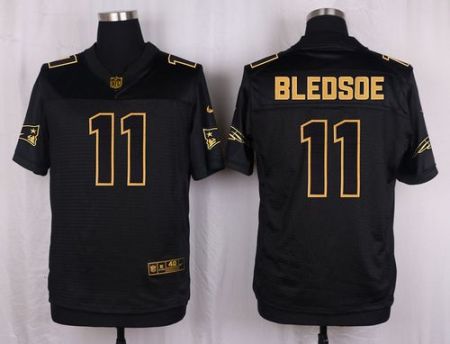 Nike New England Patriots #11 Drew Bledsoe Pro Line Black Gold Collection Men's Stitched NFL Elite Jersey
